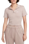 Nike Essentials Stretch Cotton Crop Polo In Difftp/ White