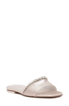 Beautiisoles Genna Crystal Slide Sandal In Sand Satin