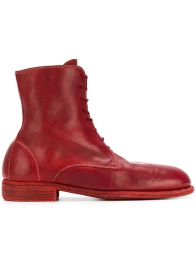 Guidi Lace Up Ankle Boots In Red