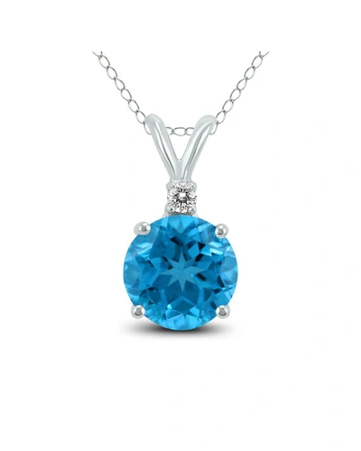 Gemstones 14k 1.70 Ct. Tw. Diamond & Blue Topaz Necklace