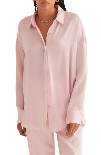 Favorite Daughter The Smooth Ex-boyfriend Satin Shirt In Pink