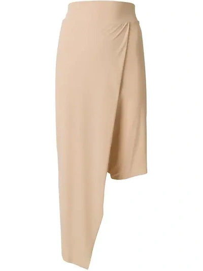 Lost & Found Asymmetric Fitted Skirt In Neutrals