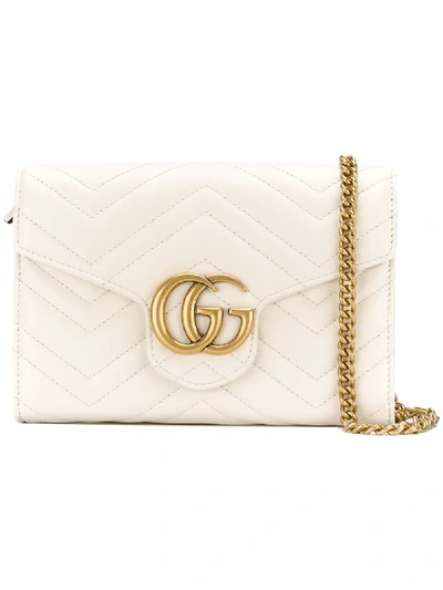 Gucci Gg Marmont Matelassé Crossbody Bag In White
