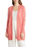 Nordstrom Everyday Open Front Cardigan In Coral Rose Tea