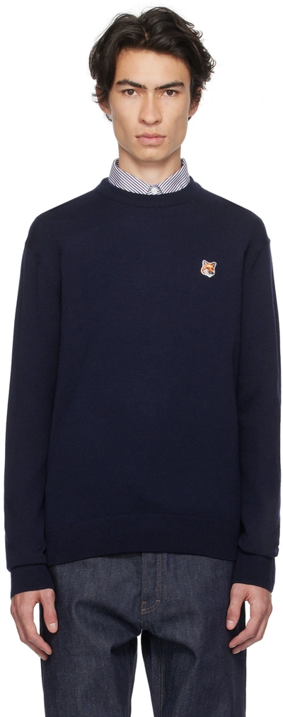 Maison Kitsuné Navy Fox Head Sweater In P480 Navy
