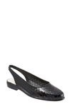 Trotters Lucy Slingback Flat In Black Leather