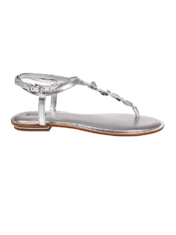 michael kors silver flat sandals