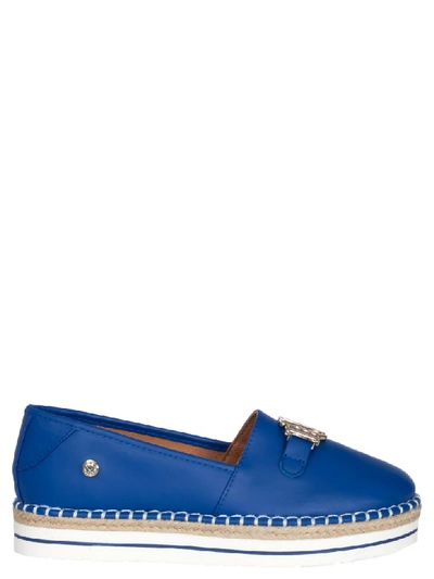 Moschino Leather Slip On In Bluette