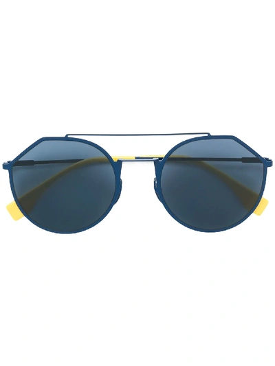 Fendi Eyewear Hexagon Sunglasses - Blue
