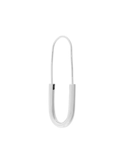 Maria Black White Rhodium-plated Chance Single Hoop Earring In Silver