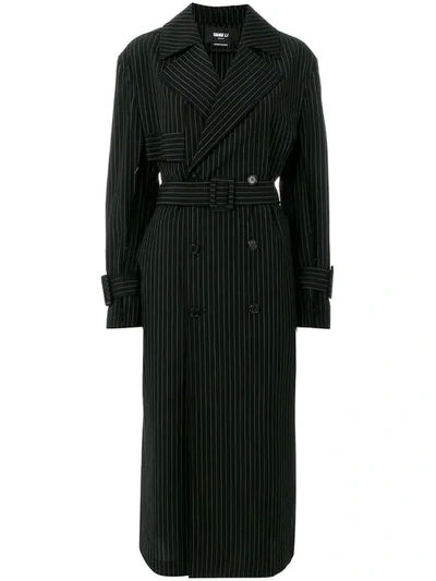 Yang Li Striped Trench Coat In Black