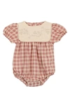 Maniere Babies' Print Cotton Knit Bubble Romper In Rose