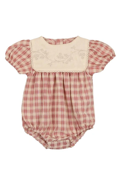 Maniere Babies' Print Cotton Knit Bubble Romper In Rose