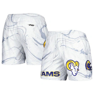 Pro Standard White Los Angeles Rams Allover Marble Print Shorts