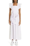 Kkco Lulub Apron Ruffle Cotton Midi Dress In Lilac