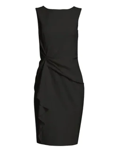 Carolina Herrera Sleeveless Ruffle-front Sheath Dress In Black