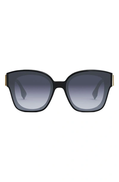 Fendi Oversized F Logo Acetate Cat-eye Sunglasses In Black/blue Gradient