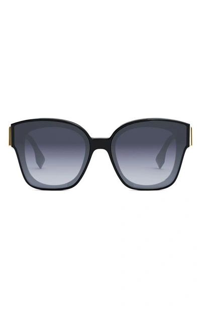 Fendi Oversized F Logo Acetate Cat-eye Sunglasses In Shiny Black