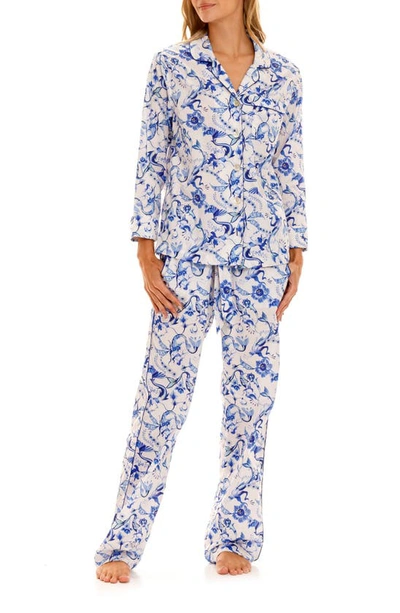 The Lazy Poet Emma Sirenuase Printed Poplin Pajama Set In Blue