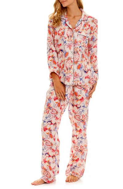 The Lazy Poet Emma Monkey-print Linen Pyjama Set In Pink