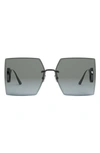 Dior Cd Rimless Square Metal Sunglasses In Gunmetal