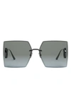 Dior Cd Rimless Square Metal Sunglasses In Shiny Gumetal Gra
