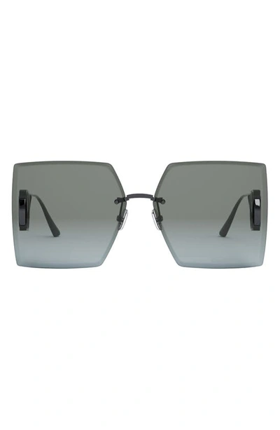 Dior Cd Rimless Square Metal Sunglasses In Gunmetal