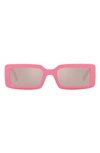 Dolce & Gabbana Graphic Mirrored Plastic Rectangle Sunglasses In Pink