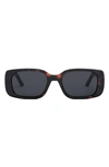 Dior Wild  Rectangle Acetate Sunglasses In Havana