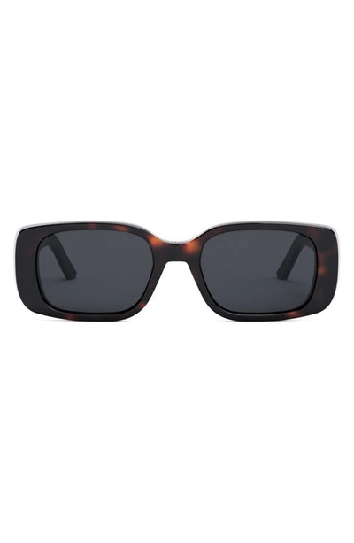 Dior Wild  Rectangle Acetate Sunglasses In Havana