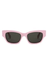 Celine Rectangle Acetate Sunglasses In Light Pink/gray Solid