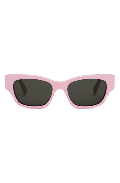 Celine Rectangle Acetate Sunglasses In Light Pink/gray Solid