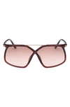 Tom Ford Twisted Acetate Aviator Sunglasses In Shiny Burgundy Rose/brown