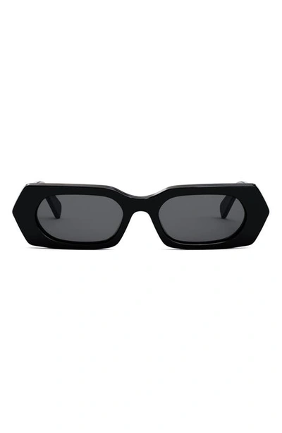 Celine Logo Acetate Rectangle Sunglasses In Shiny Black