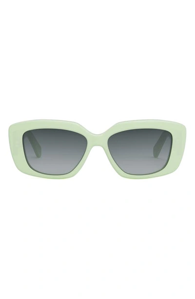 Celine Triomphe Rectangle Acetate Sunglasses In Green/gray Gradient