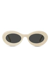 Loewe Curvy Logo Acetate Oval Sunglasses In Ivory
