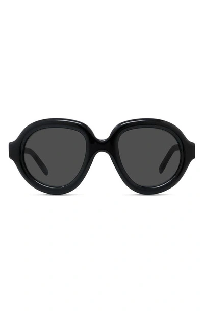Loewe Curvy Logo Round Acetate Sunglasses In Shiny Black Smoke