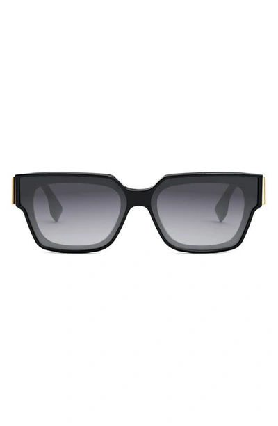 Fendi Oversized F Square Acetate Sunglasses In Shiny Black