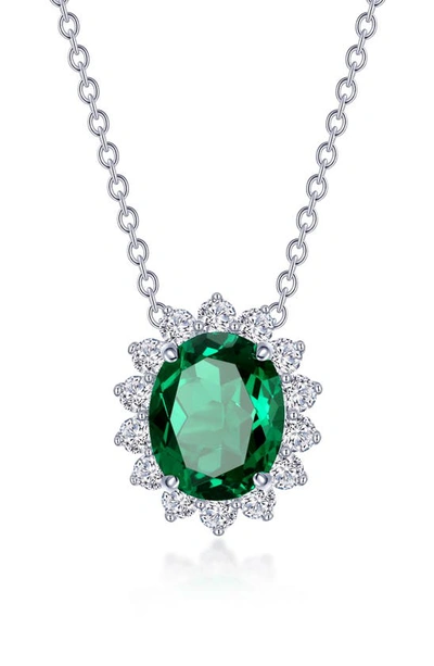 Lafonn Simulated Diamond Halo Pendant Necklace In Green