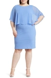 Connected Apparel Cape Sleeve A-line Dress In New Peri