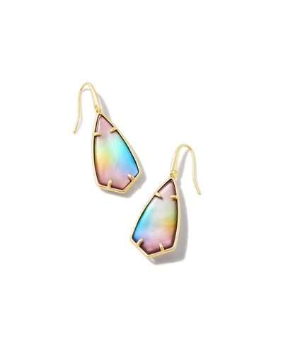 Kendra Scott Camry Drop Earrings In 14k Gold Plated In Gold Yellow Watercolor Illusion