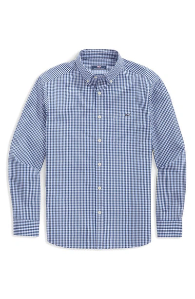 Vineyard Vines Gingham Regular Fit Shirt In Maritime