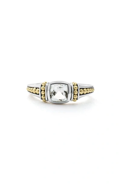 Lagos 18k Gold Caviar Color White Topaz Ring In White/gold