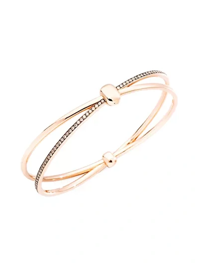 Pomellato 18k Rose Gold Iconica Diamond Crossover Bangle Bracelet