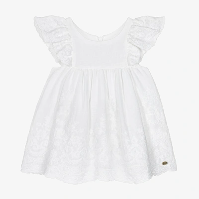 Tartine Et Chocolat Babies'  Girls White Embroidered Muslin Dress