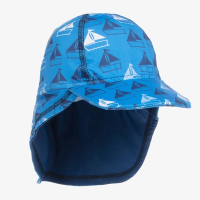 Mitty James Kids' Boys Blue Boat Print Sun Protective Hat