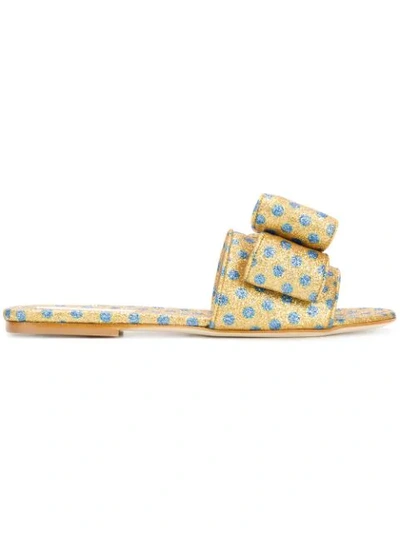 Polly Plume Lola Bow Mules In Yellow