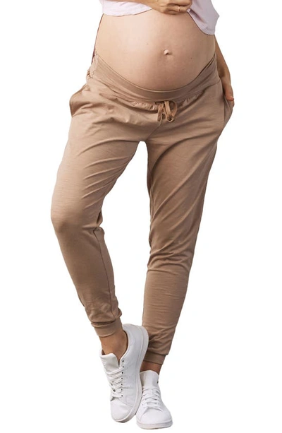 Angel Maternity Stretch Cotton Maternity Joggers In Coffee