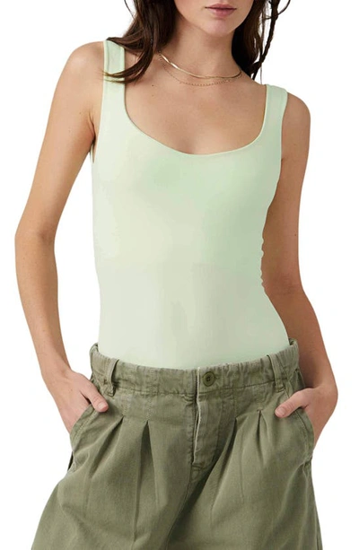 Free People Clean Lines Bodysuit In Lime Sorbetto