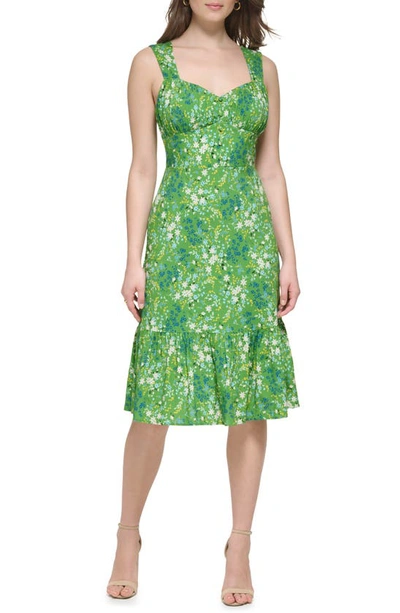 Kensie Floral Sweetheart Maxi Dress In Green Multi